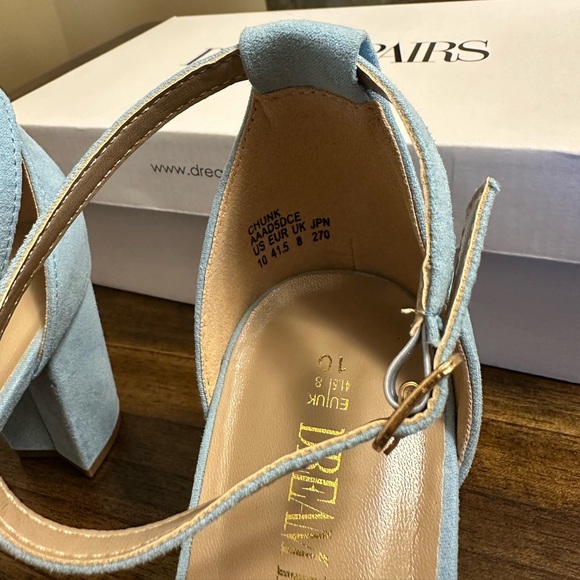 DREAM PAIRS Women’s Chunk Low Heel Pump Sandals Baby/ Blue/ Suede Size 10 - Picture 8 of 11